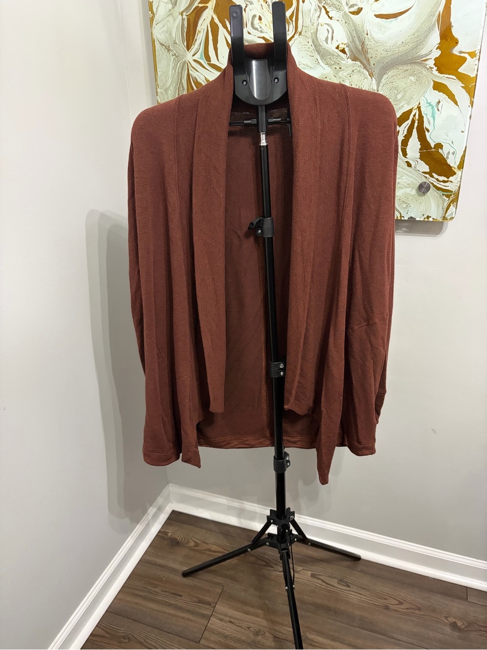 Athleta Pranayama II Wrap Cardigan Brown Size S Open Front Draped